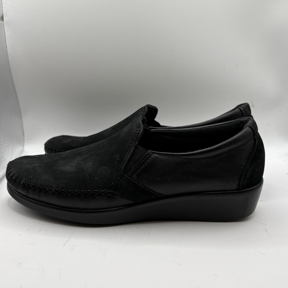 Sas Dream Loafers Black Suede/ Leather Moccasin Women's Sz 8.5 M